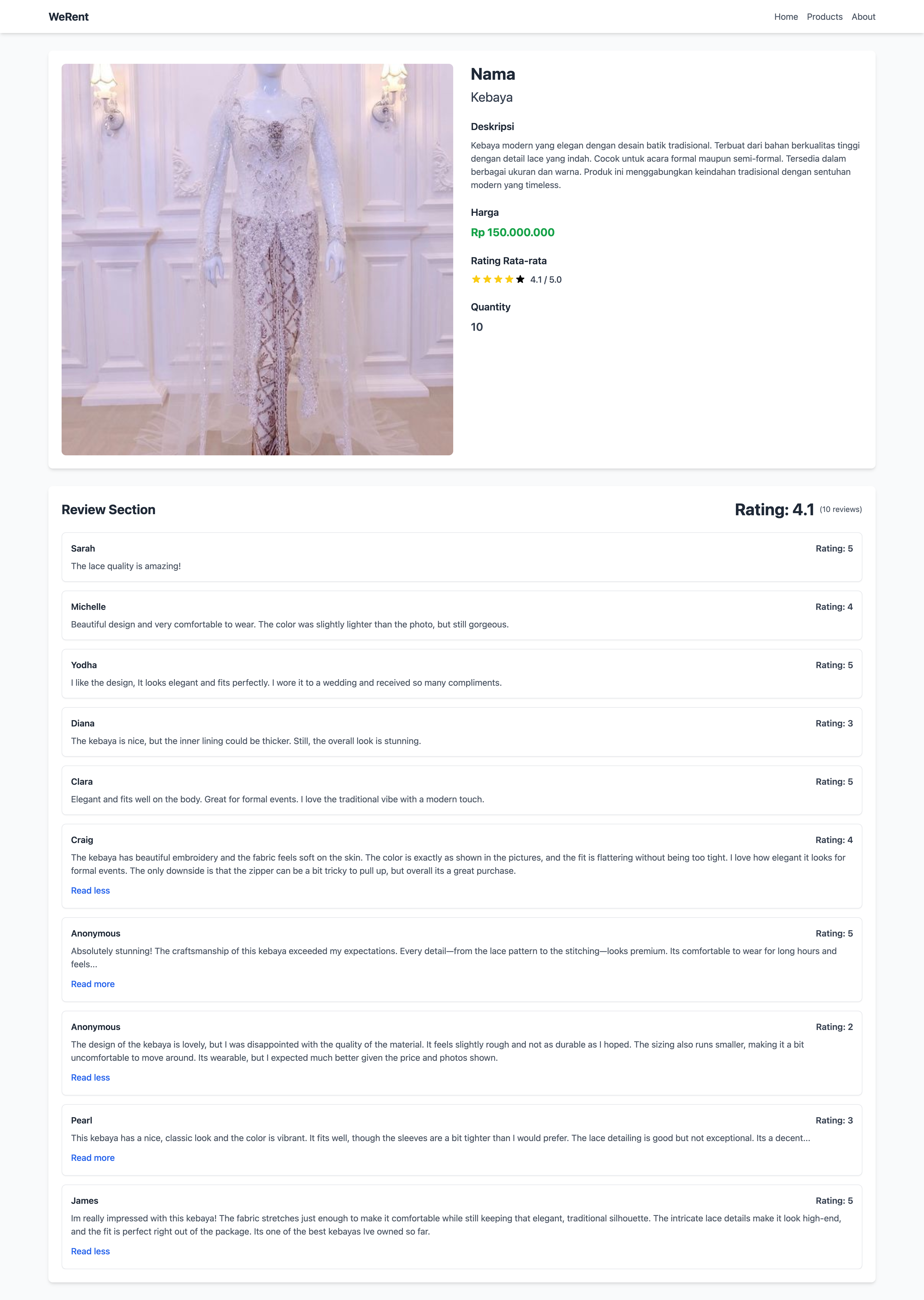 WeRent Project Screenshot